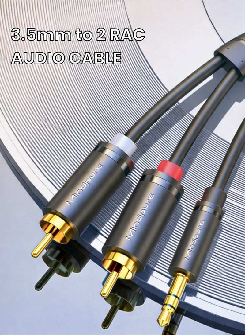 مينديبوريت كابل صوت مايند بيور Mindpure من 3.5 ملم إلى RCA بطول 3 متر، محول RCA إلى Aux، وصلة Y لتوصيل الجوال بالسماعات والتلفزيون، سلك أوكس، وصلة أحمر وأبيض، مسرح منزلي، هاي فاي، متين - Image 2